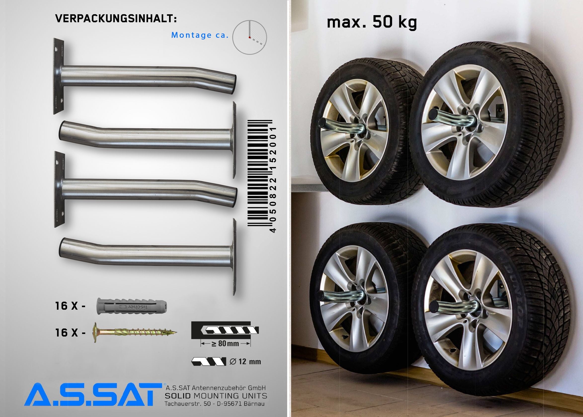 Autoräder- Wandhalter-Set / Garage
