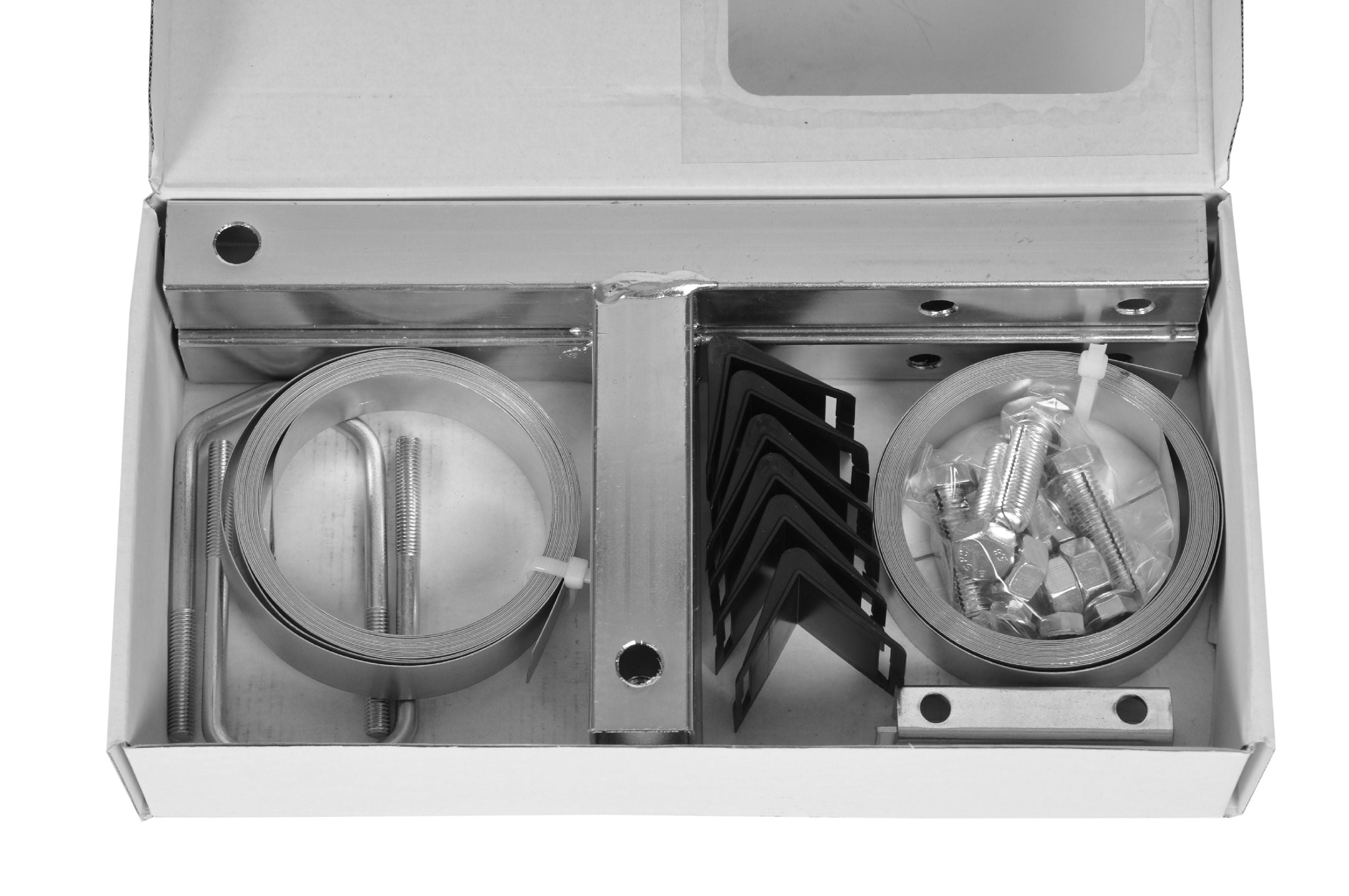 Schornstein-Mastauslegerset – ohne Bohren, Bandlänge 2×5 m, für Antennen bis Ø 100 cm